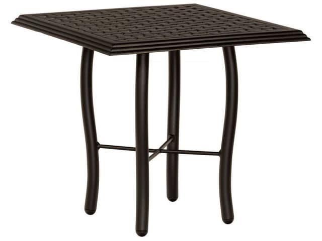 Thatch Aluminum Square Outdoor End Table with Tribeca Base in Smooth Black