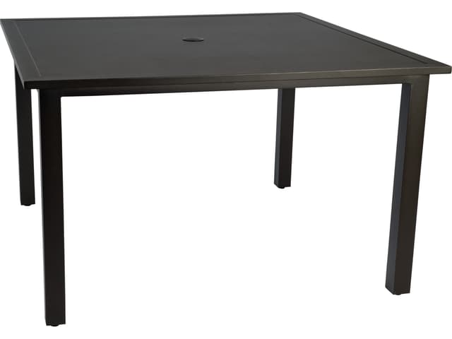 Elemental Aluminum Square Patio Dining Table with Umbrella Hole