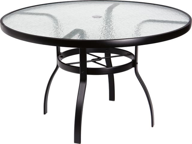 Aluminum Deluxe Round Obscure Glass Top Table with Umbrella Hole