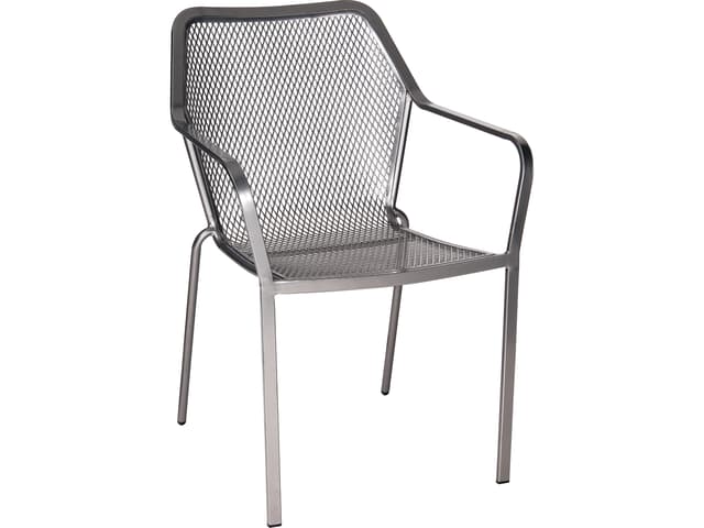 Delmar Wrought Iron Stackable Patio Dining Arm Chair