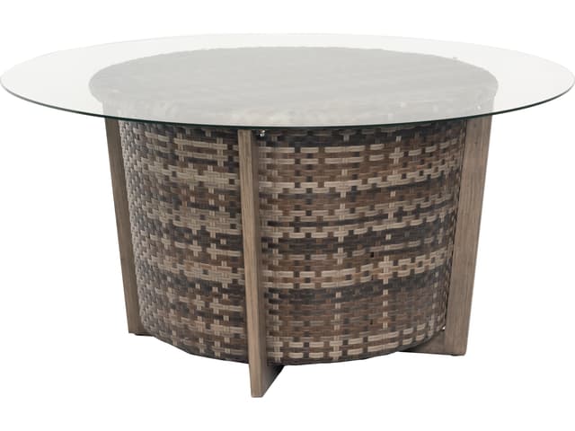 Reunion Wicker Calico Round Glass Top Patio Chat Table