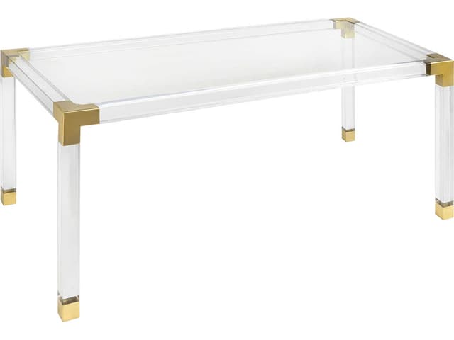 Jacques Rectangular Glass Clear Brass Dining Table