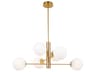 Aurelia 6 Light Chandelier Brass Mid-Century Modern