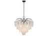 Alessia 10-Light Chandelier in Black with Etched Glass Leaves