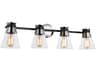 Kanata 4-Light Vanity Light in Black and Brushed Nickel