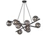 9-Light Chandelier Modena Matte Black Smoke Glass