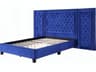 Damazy Blue Velvet Plywood Upholstered Queen Platform Bed