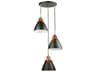 Tote 3-Light Pendant in Matte Black with Leather Straps