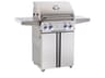 L Series Portable 24'' On Cart BBQ Grill with Rotisserie Back Burner & Side Burner