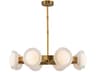 Alonso LED Chandelier in Vintage Brass and Alabaster