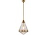 1 Light Pendant Willard Vintage Brass Prismatic Glass