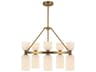 Nelly 10-Light 26-Inch Chandelier Brushed Gold Glossy Opal Ribbed Glass