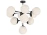 Nouveau 10 Light Chandelier in Matte Black and Opal Glass