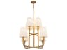 Plisse Chandelier in Aged Gold and Opal Glass