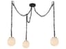 Cherise 3 Light Multi Pendant in Matte Black and Ribbed Opal Glass