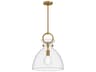 Waldo Pendant Light in Aged Gold and Clear Glass