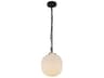 Cherise Pendant Light Matte Black with Glossy Ribbed Opal Glass