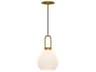 Soji Pendant Light in Aged Gold with Opal Glass