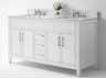 Aspen 60 Inch Double Vanity in White with Carrara Marble Top