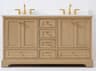 Double Bathroom Vanity Audrey 66-Inch Oak with White Quartz Top