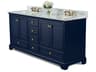 Audrey 72 Inch Double Bathroom Vanity Set Heritage Blue Carrara Marble