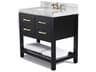 Elizabeth 36 Inch Single Bathroom Vanity Set in Black Onyx with Carrara Marble Top