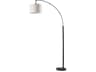 Bowery Floor Lamp Black Marble with Taupe Drum Shade
