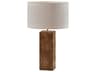 Frederick Table Lamp with Burled Wood and Boucle Shade