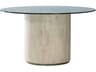 Signature Designs Cassio Round Glass White Silver Dining Table