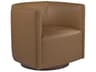 Upholstery Ingrid Swivel Brown Leather Accent Chair