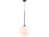 Delilah Pendant Light in Matte Black with White Glass