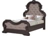 Distressed Oak Brown Hardwood Upholstered Queen Panel Bed