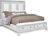 Frosted White Gray Mahogany Wood Queen Panel Bed