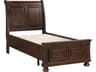 Brown Cherry Pine Wood Twin Sleigh Bed