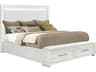 Brushed White Oak Wood Upholstered King Panel Bed