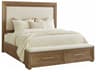Brown Oak Wood King Panel Bed