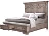 Light Taupe Brown Oak Wood King Panel Bed