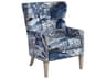 Upholstery Avery Wing Blue Fabric Accent Chair