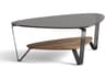 Small Coffee Table Dino Natural Walnut Triangular Glass