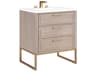 Markham 30" Cashmere Grey Satin Brass Vanity