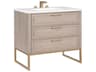 Markham 36" Cashmere Grey Satin Brass Vanity