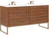 Markham 60" Walnut Satin Brass Vanity