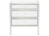 Blanca 3 Drawer Snow Glass and Stainless Steel Nightstand