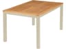 Aura Dining Table Champagne Powder-Coated Aluminum Natural Teak 57"W x 35"D x 29"H