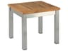 Equinox Side Table - Silver Stainless Steel Frame - Natural Teak Top - 17" Wide