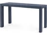 Parsons Large Rectangular Console Table in Deep Navy Lacquered Grasscloth