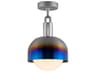Forked 1-Light Burnt Steel Semi Flush Mount