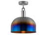 Forked 1-Light Burnt Steel Semi Flush Mount