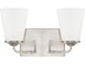 Braylon 2-Light Brushed Nickel Glass Vanity Light