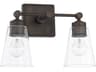 2-Light Old Bronze Glass Vanity Light
